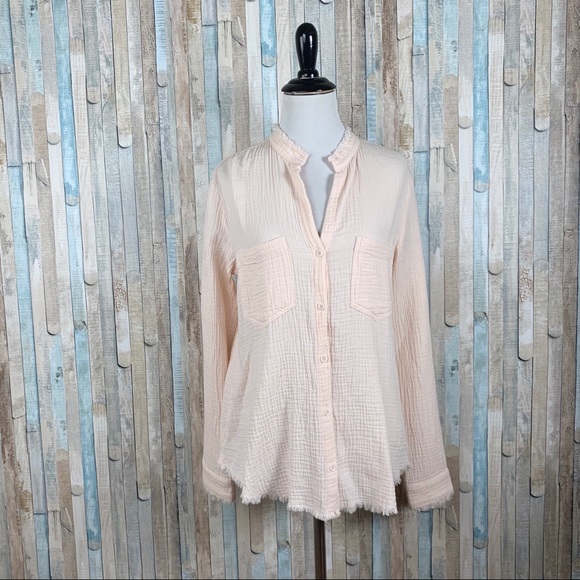 Anthropologie XS Cloth Stone Riley Buttondown Top - Picture 2 of 8